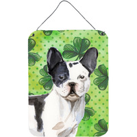 "Caroline's Treasures Black White French Bulldog St. Patrick's Christmas Print, 16"" x 12"", Multicolor"