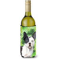"Caroline's Treasures Black White French Bulldog St. Patrick's Decorative Bottle Hugger, 750ml, Multicolor"