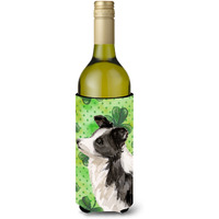 "Caroline's Treasures Border Collie St. Patrick's Decorative Bottle Hugger, 750ml, Multicolor"