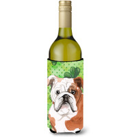 "Caroline's Treasures English Bulldog St. Patrick's Decorative Bottle Hugger, 750ml, Multicolor"