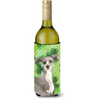 "Caroline's Treasures Italian Greyhound St. Patrick's Decorative Bottle Hugger, 750ml, Multicolor"