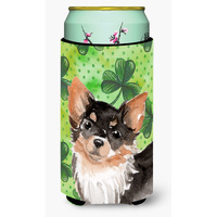 "Caroline's Treasures Long Haired Chihuahua St. Patrick's Decorative Can Hugger, Tall, Multicolor"