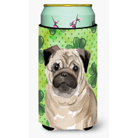 "Caroline's Treasures Fawn Pug St. Patrick's Decorative Can Hugger, Tall, Multicolor"
