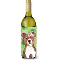 "Caroline's Treasures Red Staffie Bull Terrier St. Patrick's Decorative Bottle Hugger, 750ml, Multicolor"