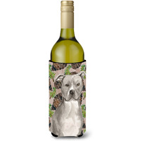 "Caroline's Treasures Staffordshire Bull Terrier Pine Cones Decorative Bottle Hugger, 750ml, Multicolor"