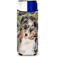 "Caroline's Treasures Australian Shepherd Pine Cones Decorative Can Hugger, Slim, Multicolor"
