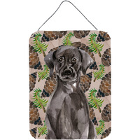 "Caroline's Treasures Black Labrador Pine Cones Metal Print, 16"" x 12"", Multicolor"