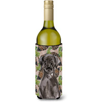 "Caroline's Treasures Black Labrador Pine Cones Decorative Bottle Hugger, 750ml, Multicolor"