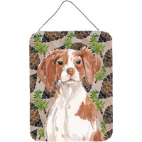 "Caroline's Treasures Brittany Spaniel Pine Cones Metal Print, 16"" x 12"", Multicolor"