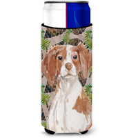 "Caroline's Treasures Brittany Spaniel Pine Cones Decorative Can Hugger, Slim, Multicolor"