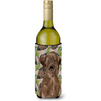 "Caroline's Treasures Chocolate Labrador Pine Cones Decorative Bottle Hugger, 750ml, Multicolor"