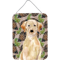 "Caroline's Treasures Yellow Labrador Pine Cones Metal Print, 16"" x 12"", Multicolor"