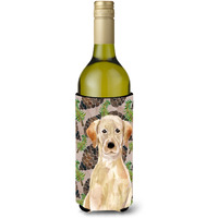 "Caroline's Treasures Yellow Labrador Pine Cones Decorative Bottle Hugger, 750ml, Multicolor"