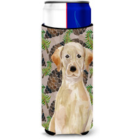 "Caroline's Treasures Yellow Labrador Pine Cones Decorative Can Hugger, Slim, Multicolor"