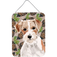 "Caroline's Treasures Wire Hair Jack Russell Pine Cones Metal Print, 16"" x 12"", Multicolor"