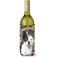 "Caroline's Treasures Black White French Bulldog Pine Cones Decorative Bottle Hugger, 750ml, Multicolor"