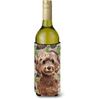"Caroline's Treasures Brown Cockapoo Pine Cones Decorative Bottle Hugger, 750ml, Multicolor"