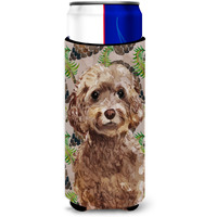 "Caroline's Treasures Brown Cockapoo Pine Cones Decorative Can Hugger, Slim, Multicolor"