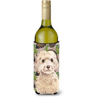 "Caroline's Treasures Champagne Cockapoo Pine Cones Decorative Bottle Hugger, 750ml, Multicolor"