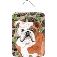 "Caroline's Treasures English Bulldog Pine Cones Metal Print, 16"" x 12"", Multicolor"