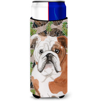 "Caroline's Treasures English Bulldog Pine Cones Decorative Can Hugger, Slim, Multicolor"