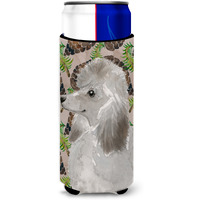 "Caroline's Treasures Grey Standard Poodle Pine Cones Decorative Can Hugger, Slim, Multicolor"
