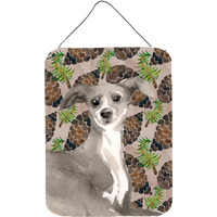 "Caroline's Treasures Italian Greyhound Pine Cones Metal Print, 16"" x 12"", Multicolor"