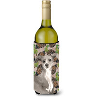 "Caroline's Treasures Italian Greyhound Pine Cones Decorative Bottle Hugger, 750ml, Multicolor"