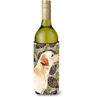 "Caroline's Treasures Yellow Labrador #2 Pine Cones Decorative Bottle Hugger, 750ml, Multicolor"