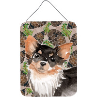 "Caroline's Treasures Long Haired Chihuahua Pine Cones Metal Print, 16"" x 12"", Multicolor"