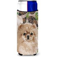 "Caroline's Treasures Pomeranian Pine Cones Decorative Can Hugger, Slim, Multicolor"