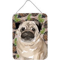 "Caroline's Treasures Fawn Pug Pine Cones Metal Print, 16"" x 12"", Multicolor"