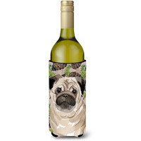 "Caroline's Treasures Fawn Pug Pine Cones Decorative Bottle Hugger, 750ml, Multicolor"