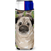 "Caroline's Treasures Fawn Pug Pine Cones Decorative Can Hugger, Slim, Multicolor"