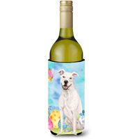 "Caroline's Treasures White Staffie Bull Terrier Easter Decorative Bottle Hugger, 750ml, Multicolor"