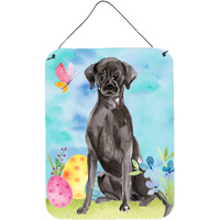 "Caroline's Treasures Black Labrador Easter Metal Print, 16"" x 12"", Multicolor"