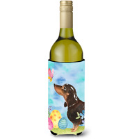 "Caroline's Treasures Black and Tan Dachshund Easter Decorative Bottle Hugger, 750ml, Multicolor"