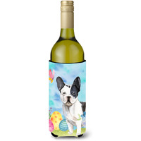 "Caroline's Treasures Black White French Bulldog Easter Decorative Bottle Hugger, 750ml, Multicolor"