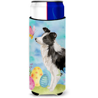 "Caroline's Treasures Border Collie Easter Decorative Can Hugger, Slim, Multicolor"