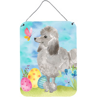 "Caroline's Treasures Grey Standard Poodle Easter Metal Print, 16"" x 12"", Multicolor"