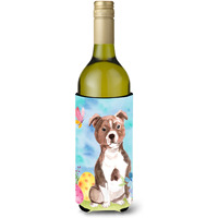 "Caroline's Treasures Red Staffie Bull Terrier Easter Decorative Bottle Hugger, 750ml, Multicolor"