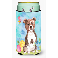 "Caroline's Treasures Red Staffie Bull Terrier Easter Decorative Can Hugger, Tall, Multicolor"