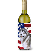 "Caroline's Treasures Alaskan Malamute Patriotic Decorative Bottle Hugger, 750ml, Multicolor"