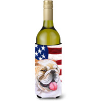 "Caroline's Treasures English Bulldog Patriotic Decorative Bottle Hugger, 750ml, Multicolor"