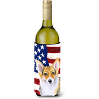"Caroline's Treasures Pembroke Corgi Patriotic Decorative Bottle Hugger, 750ml, Multicolor"