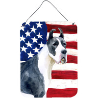"Caroline's Treasures Harlequin Dane Patriotic Metal Print, 16"" x 12"", Multicolor"