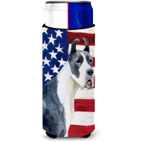 "Caroline's Treasures Harlequin Dane Patriotic Decorative Can Hugger, Slim, Multicolor"