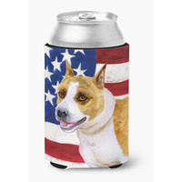 "Caroline's Treasures American Staffordshire Patriotic Decorative Can Hugger, Multicolor"