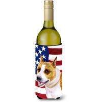 "Caroline's Treasures American Staffordshire Patriotic Decorative Bottle Hugger, 750ml, Multicolor"