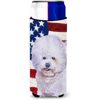 "Caroline's Treasures Bichon Frise Patriotic Decorative Can Hugger, Slim, Multicolor"
